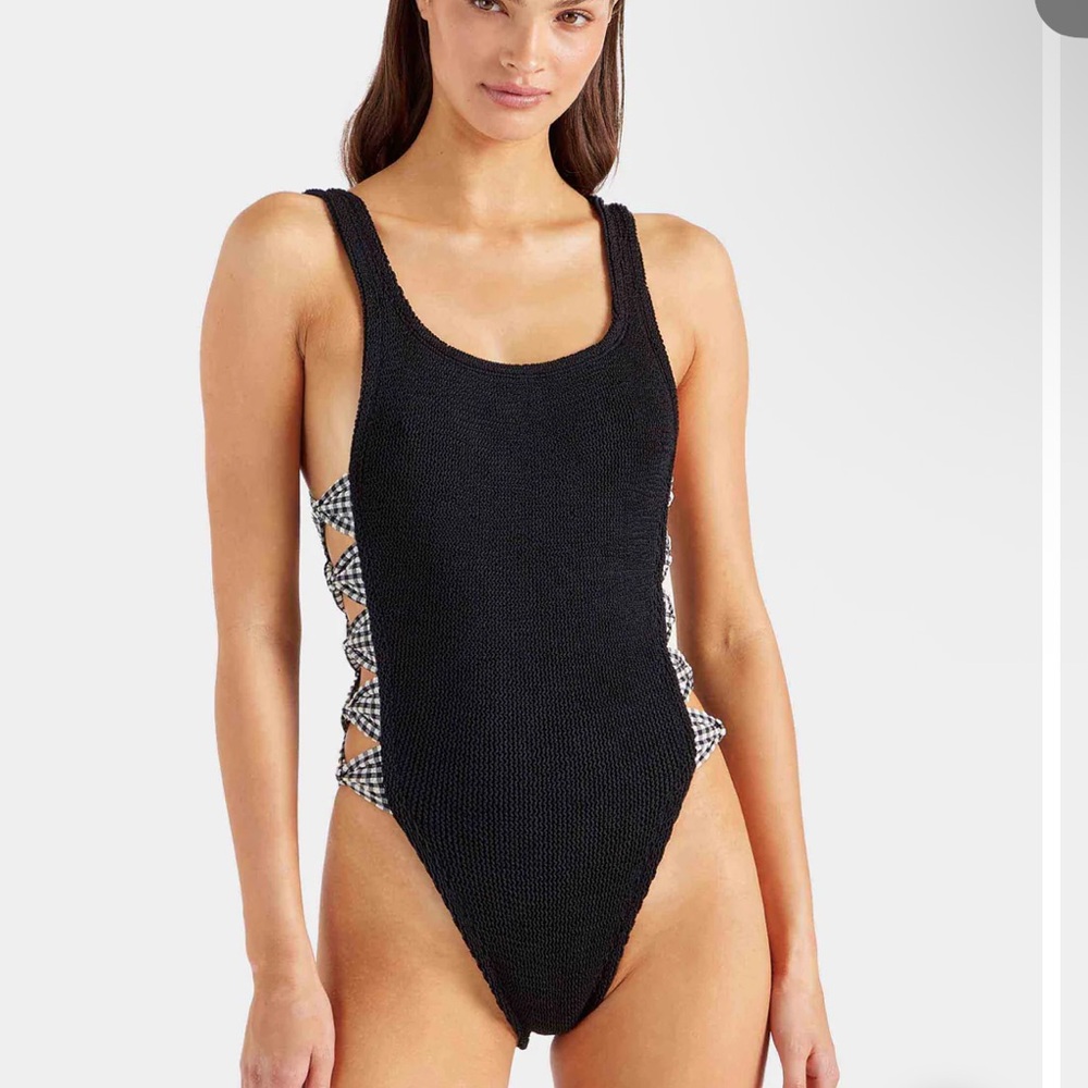 NWT Hunza G Tiffany Swimsuit Black Gingham